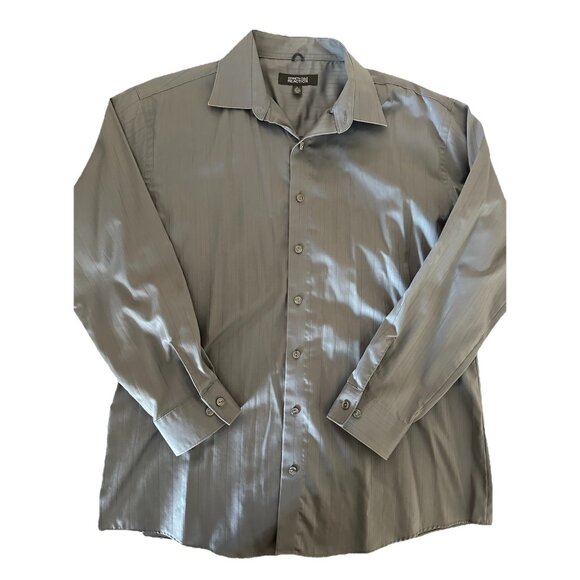 🌵4/$25‎ Kenneth Cole Reaction Men's Long Sleeve Gray Button Down Shirt Size XL - Picture 1 of 7